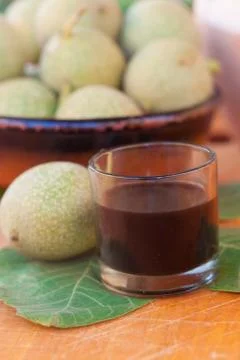 Walnuts liquor Stock Photos