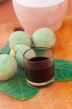 Walnuts liquor Stock Photos