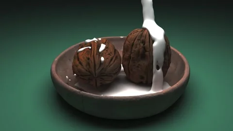 Walnuts - Milk Pouring Animation Stock Footage 329182281