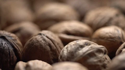 Walnuts in nutshell. Rotation. Closeup. Stock Footage 99370595