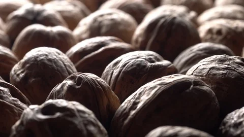 Walnuts in nutshell. Rotation. Closeup. Stock Footage 99370821
