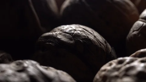 Walnuts in nutshell. Rotation. Closeup. Stock Footage 99371209