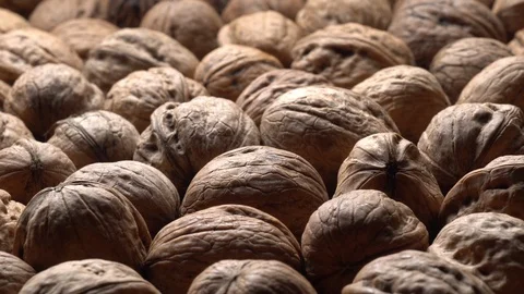 Walnuts in nutshell. Rotation. Closeup. Stock Footage 99371326