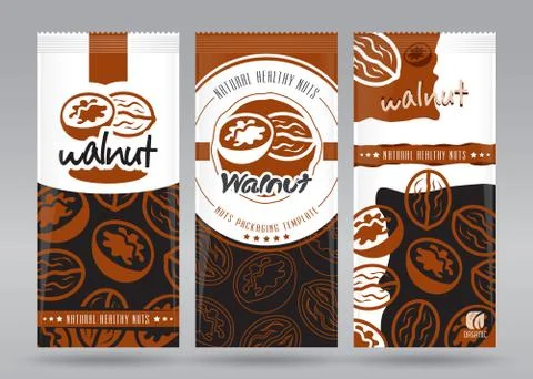 Walnuts packaging set Stock Illustration