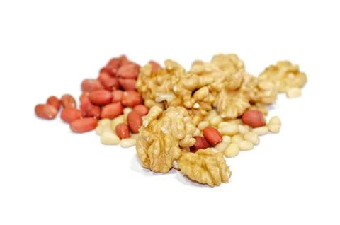 Walnuts, peanut and pine nut Foto stock