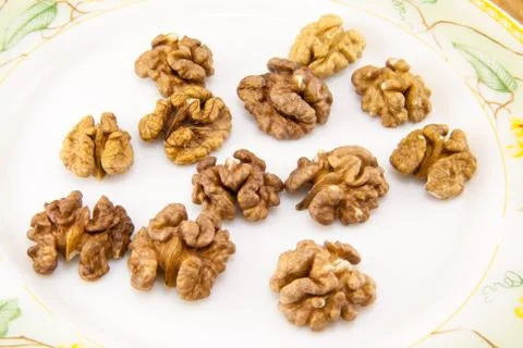 Walnuts on a plate Stock Photos