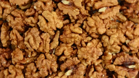 Walnuts rotate. View from above. Stock Footage 281268477