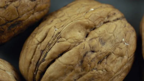 Walnuts rotating top view, 4k Close up shot Stock Footage 155277915