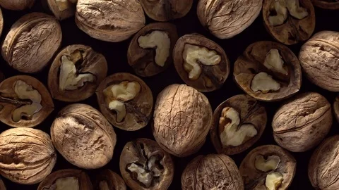 Walnuts in rotation. Video stock 70190641