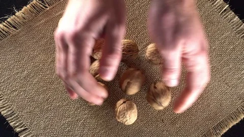 Walnuts on the sackcloth background Stock Footage 71356461