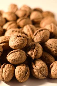 Walnuts in Shell Background, Natural Organic Nuts Texture Stock Photos