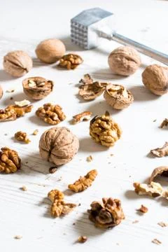 Walnuts splashed Stock Photos