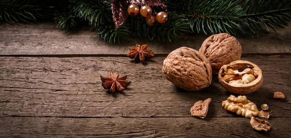 Walnuts on a Table Stock Photos