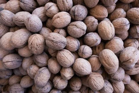 Walnuts texture background. Stock Photos