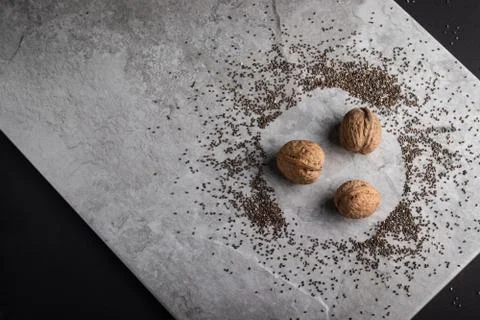 Walnuts on a tile Stock Photos