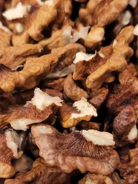 Walnuts. Walnut kernels. Background of ripe walnut kernels Stock Photos