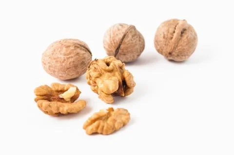 Walnuts on a white background Stock Photos