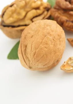Walnuts on white background Stock Photos