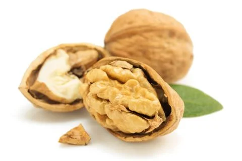Walnuts on white background Stock Photos
