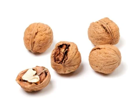 Walnuts on white background Stock Photos