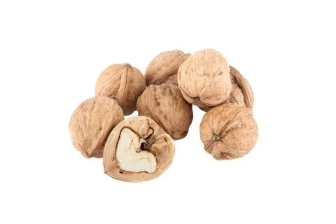 Walnuts on a white background Stock Photos