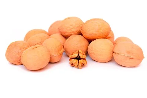Walnuts on white background Stock Photos