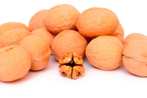 Walnuts on white background Stock Photos