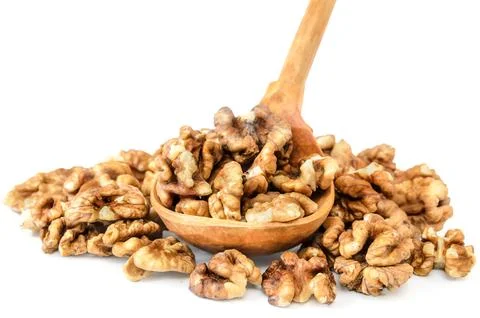 Walnuts on white background with soft shadow Stock Photos
