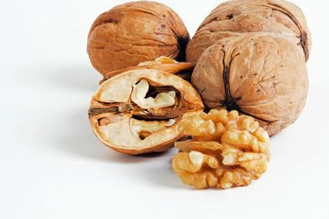 Walnuts on white Stock Photos