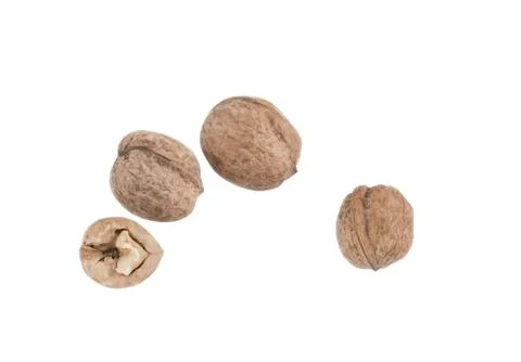 Walnuts on a white Stock Photos