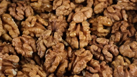 Walnuts without shell top view, rotation. Healthy vegan food concept Stock-Footage 173677784