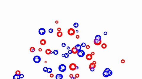 W/Alpha: Explosive Public Domain Thumbs-Up (Like) and Heart (Love) Icons Blast Stock Footage 105763680