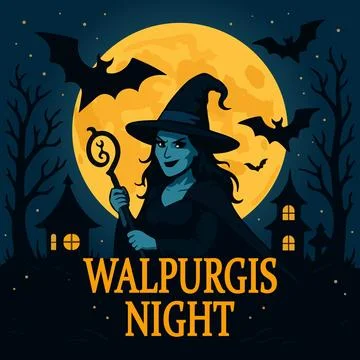 Walpurgis Night Moon Witch Stock Illustration