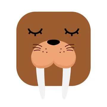 Walrus head icon. cute simple animal walrus for logo. Vector illustration. Stock Illustration