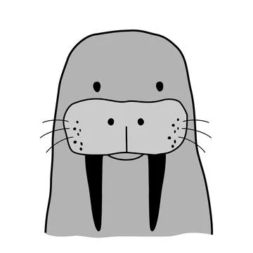 Walrus head icon. cute simple animal walrus for logo. Vector illustration. 库存插图