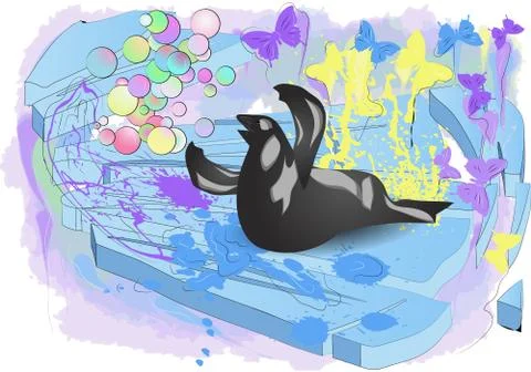 Walrus on ice Stock Illustration