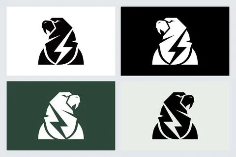 Walrus Lightning Bolt Logo Vector Set Stock Illustration