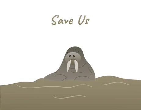 Walrus vector for global warming campaign Illustrazione stock