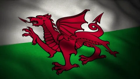 Walsh Waving Flag (Wales) Stock Footage