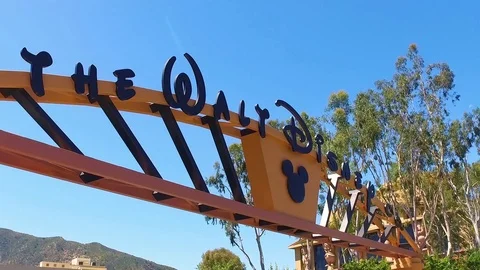 Walt Disney Studios Signage Closeup Stock Footage