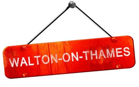 Walton-on-thames, 3D rendering, a red hanging sign Stock Illustration