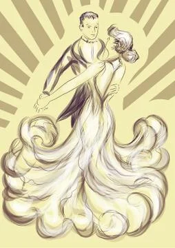Waltz dancing Stock Illustration