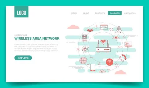 Wan wide area network concept with circle icon for website template or landin Stock Illustration