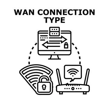 Wan wide area network connection type concept Stock Illustration