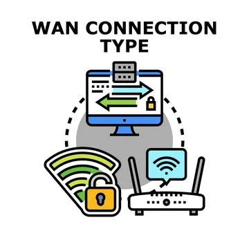 Wan wide area network connection type concept Stock Illustration