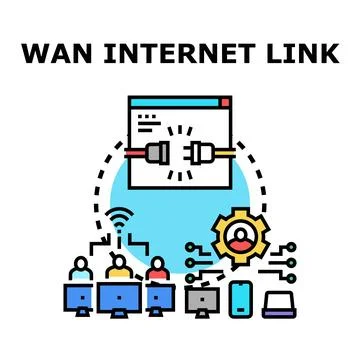 Wan wide area network internet link concept Stock Illustration
