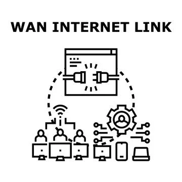 Wan wide area network internet link concept Stock Illustration