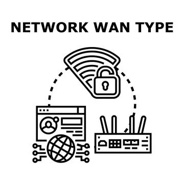 Wan wide area network type concept illustrating internet security Stock Illustration