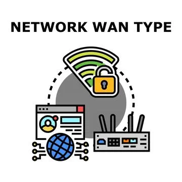 Wan wide area network type concept illustrating internet security 스톡 일러스트