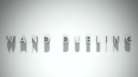 Wand dueling 3D title animation white text on a white background 動画素材 299750351